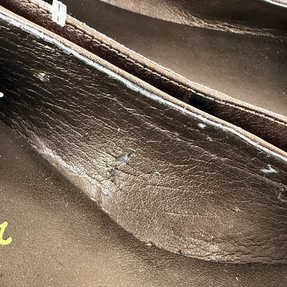 Cole Haan Ballet Flats Women 8.5B Bronze Metallic Leather Cap Toe Slip-On Casual